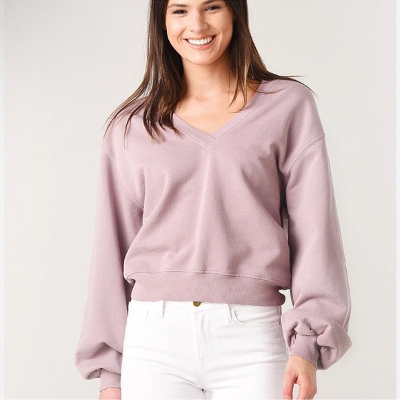 Agolde Mauve V-Neck Sweatshirt - Picture 1 of 6